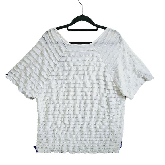 Maggie Barnes For Catherines Womens 1X Tiered Ruffle Watercolor Floral Tee Shirt - Picture 4 of 7